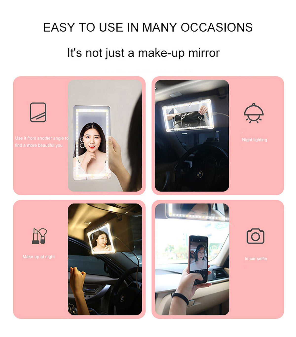 Universal Car Sun Visor Mirror LED Touch Makeup Mirror - photo 4 of 6