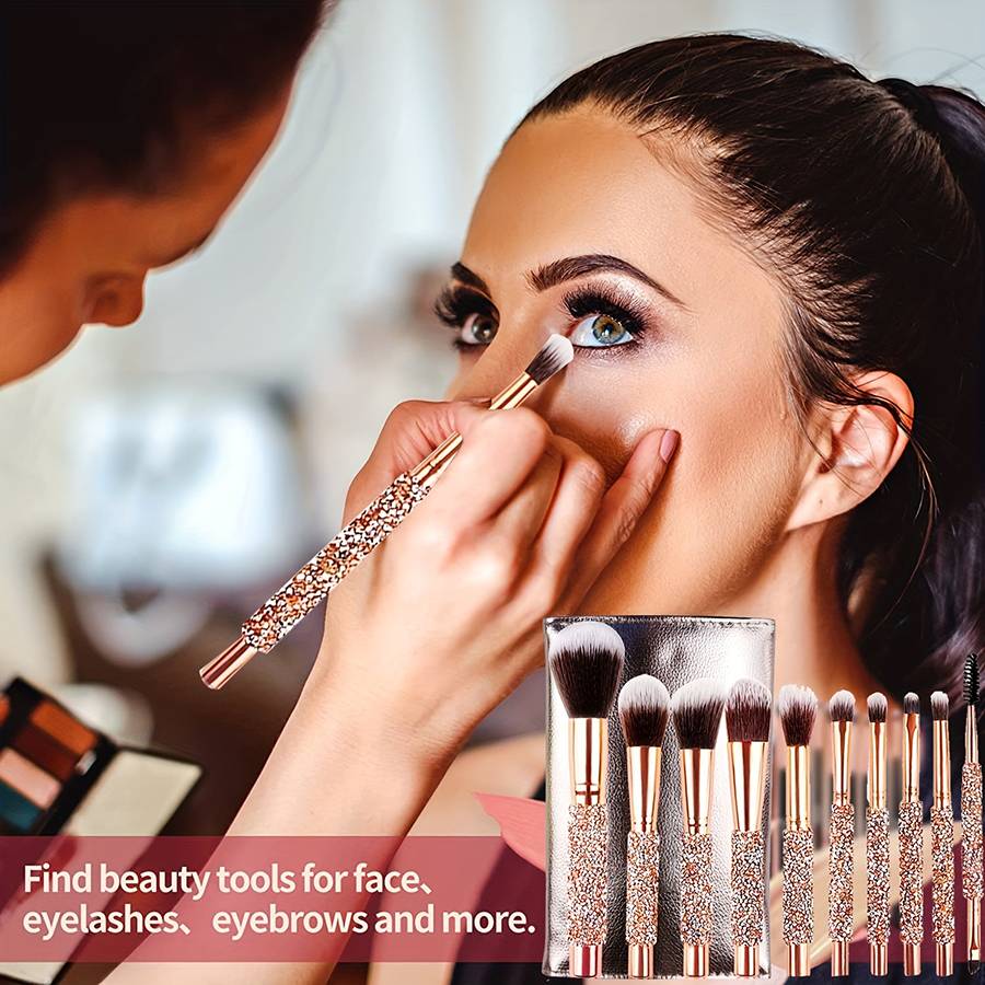 Luxury Makeup Brush Set Diamond Rivet Handle - photo 2 of 6