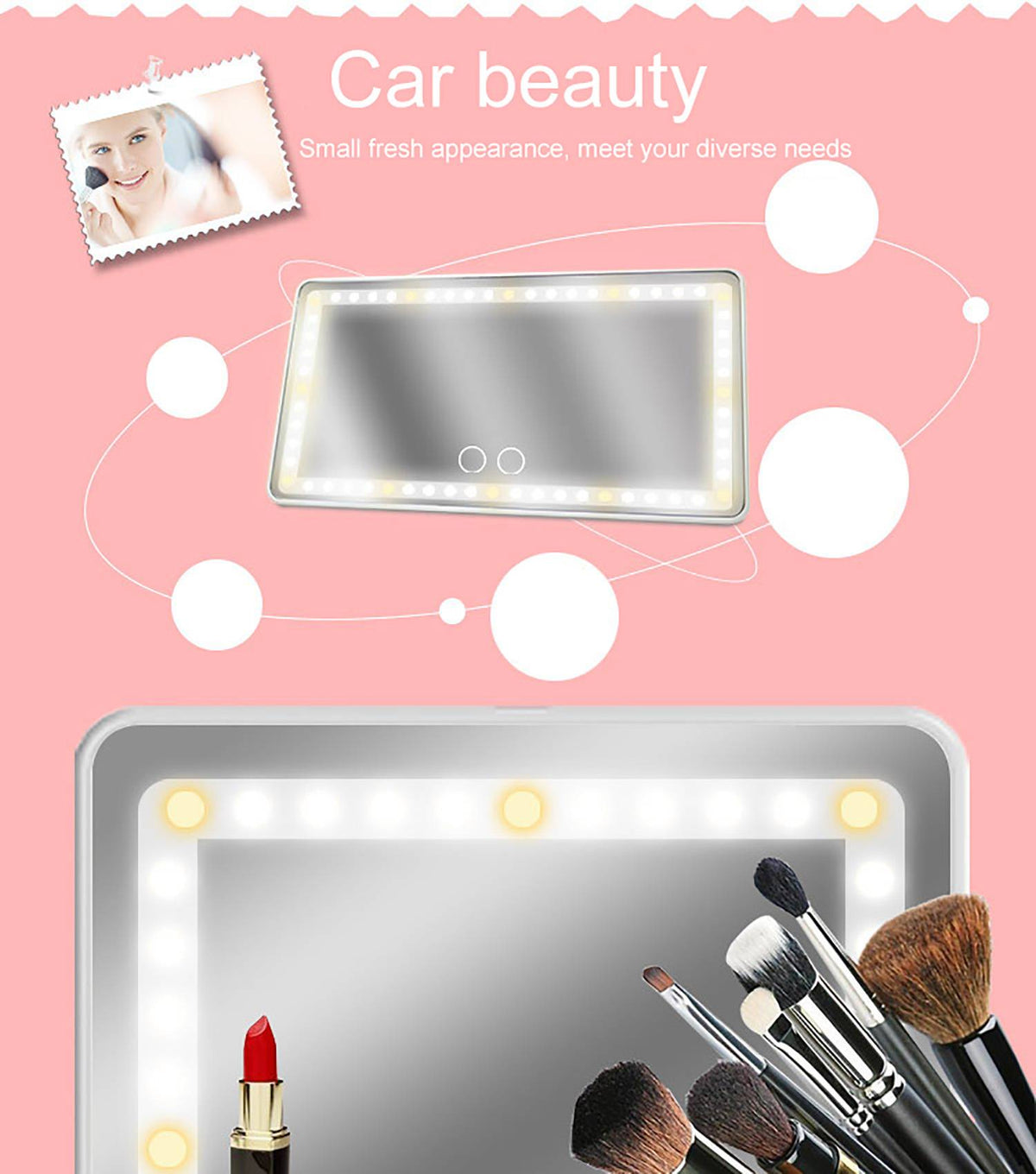 Universal Car Sun Visor Mirror LED Touch Makeup Mirror - photo 5 of 6